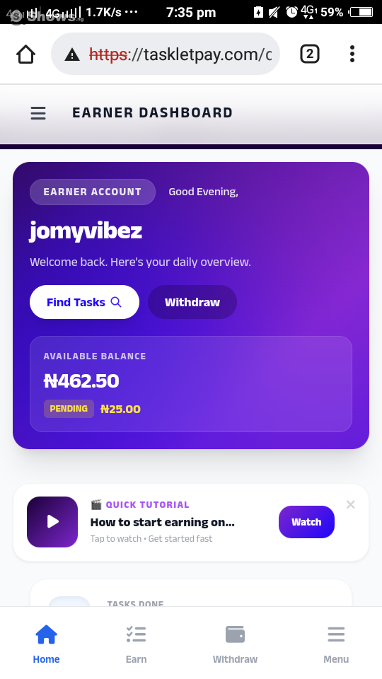 Https://taskletpay.com/signup.php?ref=jomyvibez venue