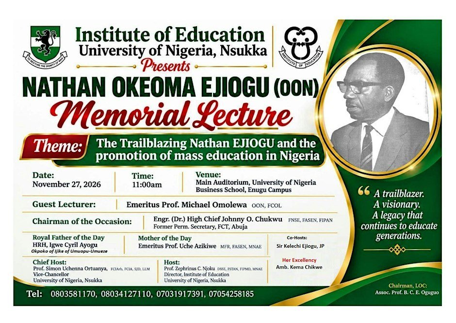 Main Auditorium, University of Nigeria Business School, Enugu Campus, Enugu State venue